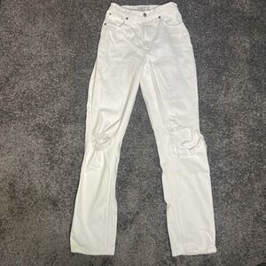 Abercrombie & Fitch Curve Love The 90's Straight Ultra High Rise Sz 27/4r White
